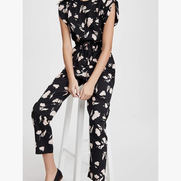 Joie Black and Cream Floral Jumpsuit - Picture 3 of 11